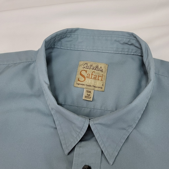 Cabelas Safari Series Button Front Short Sleeve Mens Shirt Sz 5XL Tall - Picture 3 of 10
